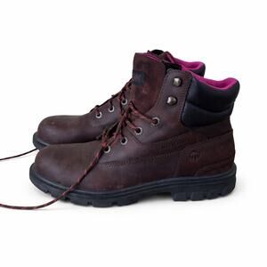 Wolverine Women’s Brown Leather Steel Toe Safety Work Boots size 9